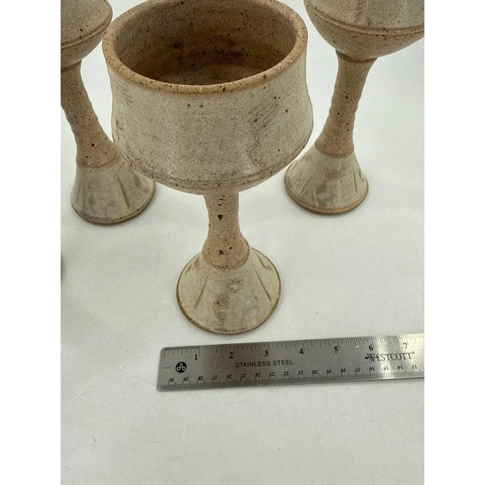 Ceramic Goblets Wine Rustic‎ Earth Tone set of 4 Handmade Glazed
